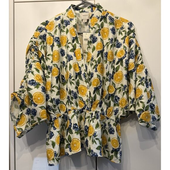 NWT Size M - Anthropologie lemon Ruched Peplum Blouse (NWT US$ 118) - Picture 11 of 16